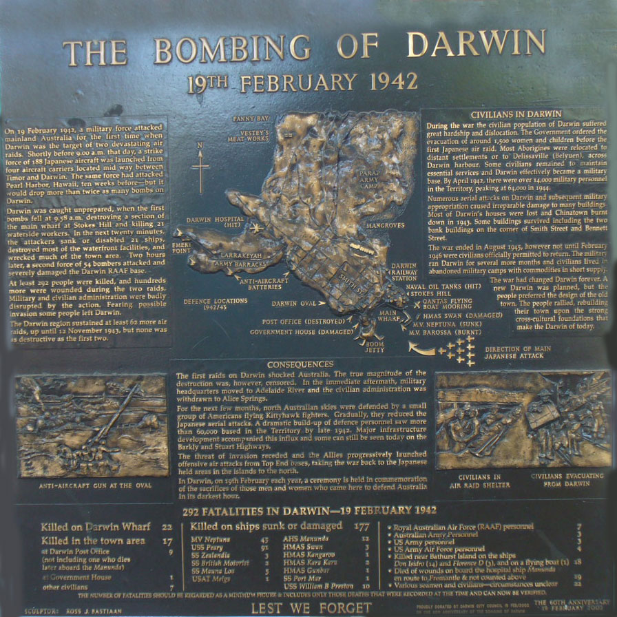 The 'Bombing Of Darwin' monument in Darwin Northern Territory Australia