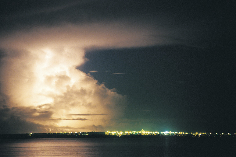 Wet Season lightning strikes over Darwin Harbour